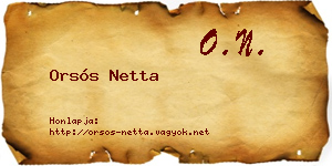 Orsós Netta névjegykártya
